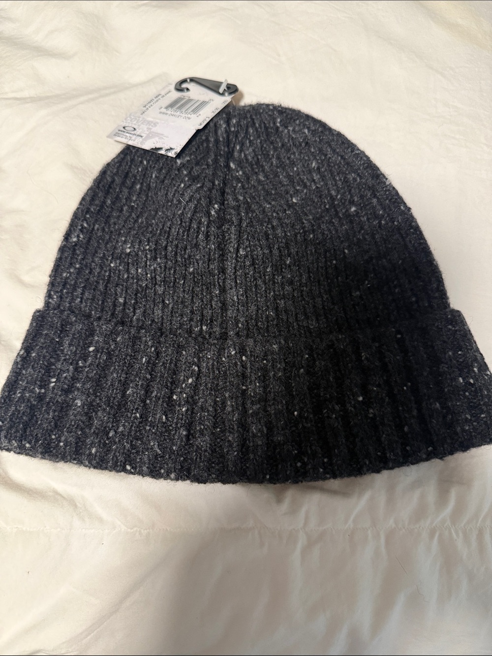 Oakley Dark Gray Speckled Ribbed Beanie